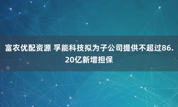 富农优配资源 孚能科技拟为子公司提供不超过86.20亿新增担保
